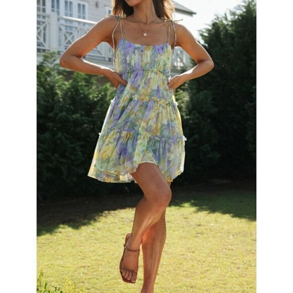 Commense‎ Multi Floral Short Y2K Layered Cami Dress Size S